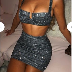 Babyboo Stella Miniskirt in Black Sparkle